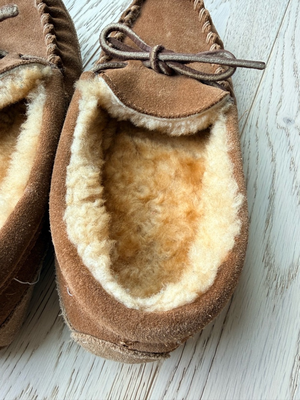 L.L. Bean Kids Brown Suede Moccasin Slippers - Picture 3 of 6